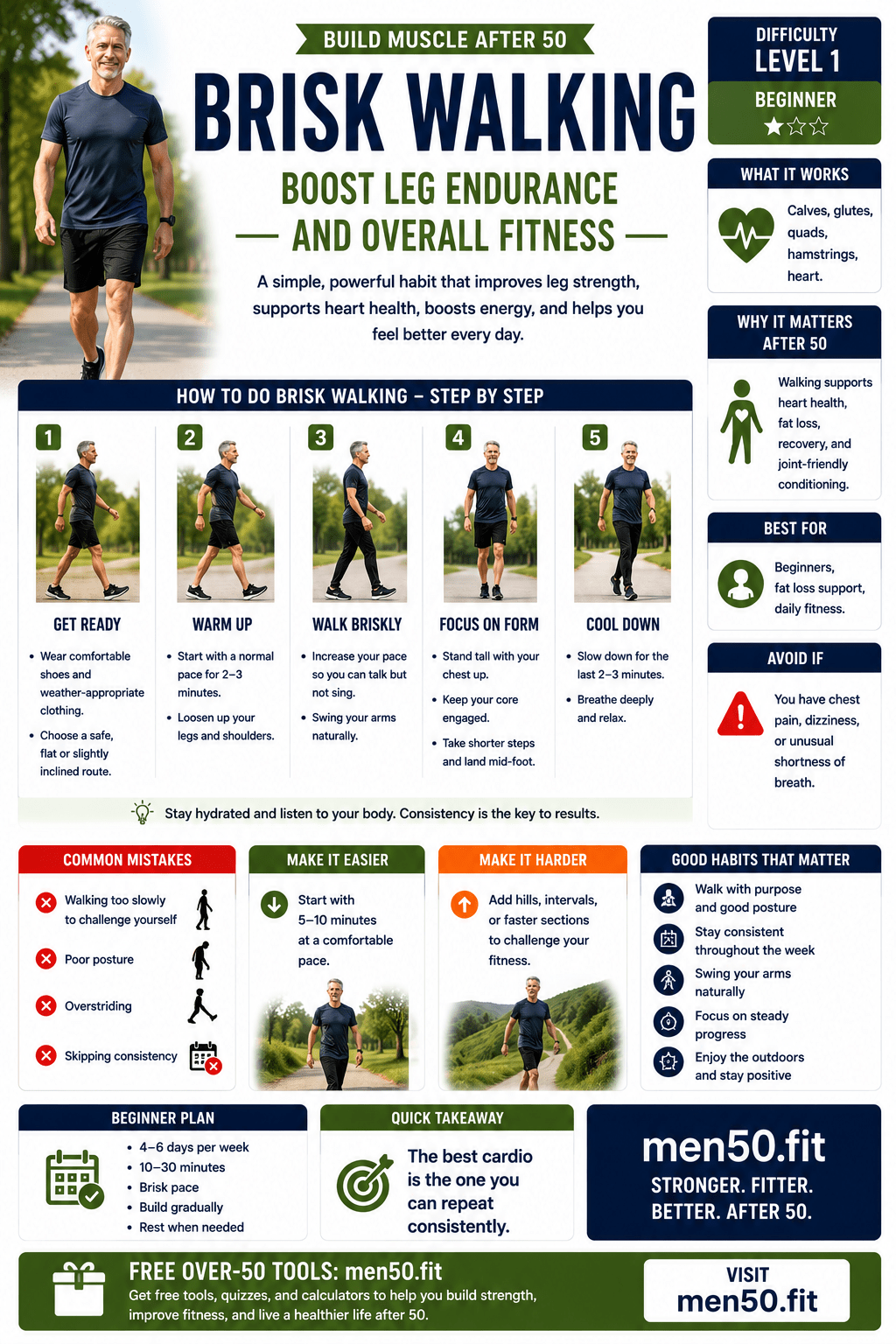 Brisk walking guide for over-50s