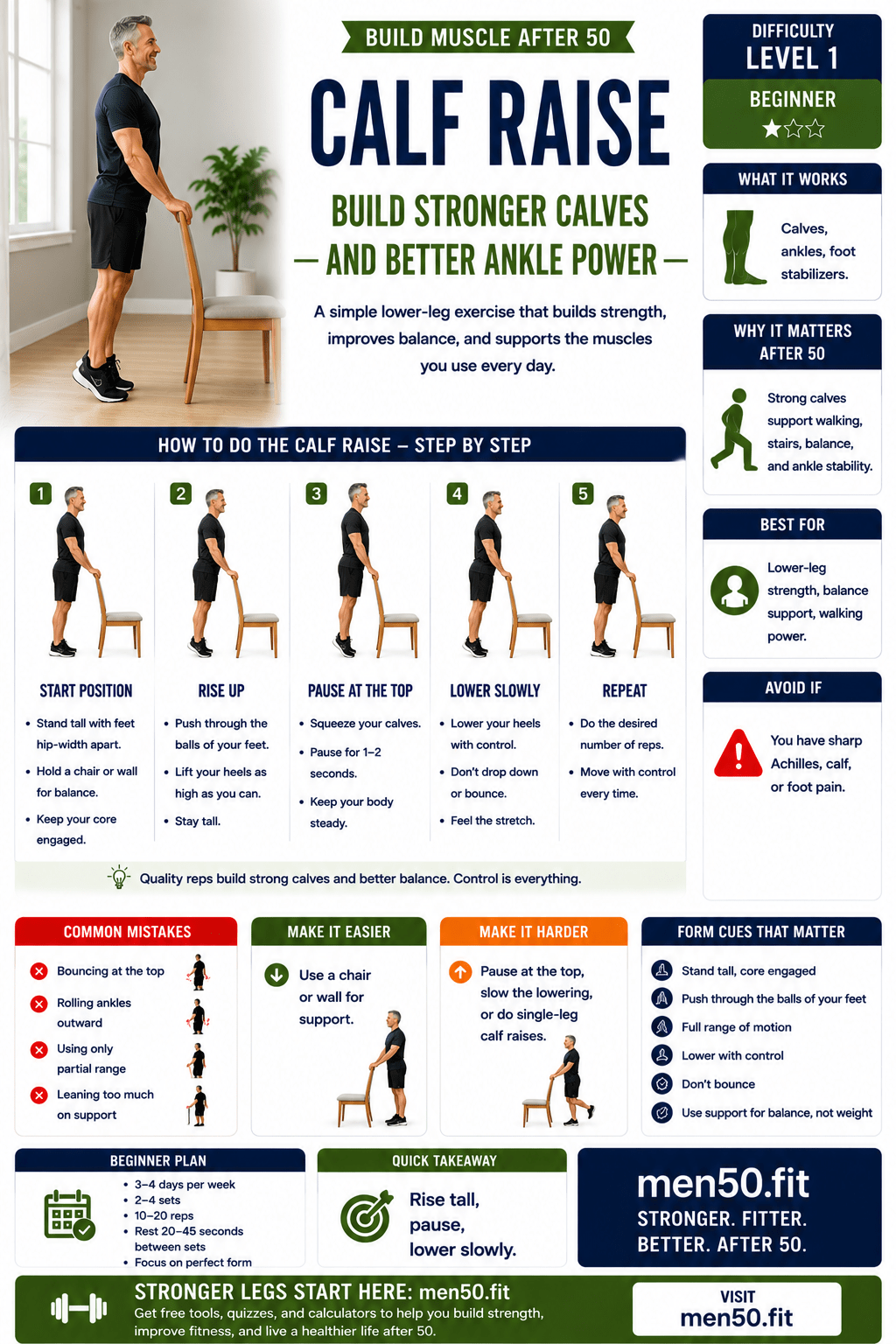 Calf raise guide for building strength