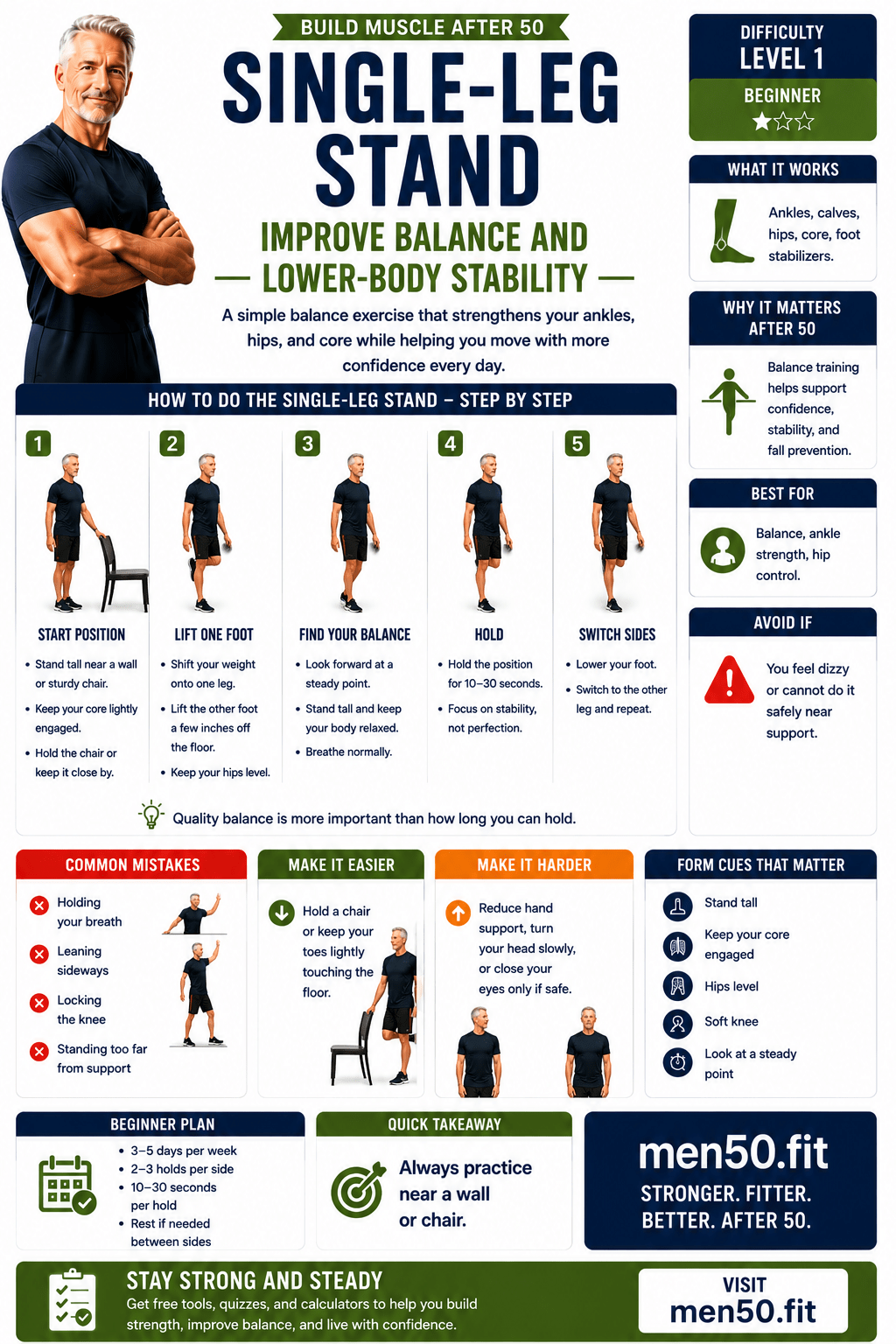 Build muscle after 50 single-leg balance guide
