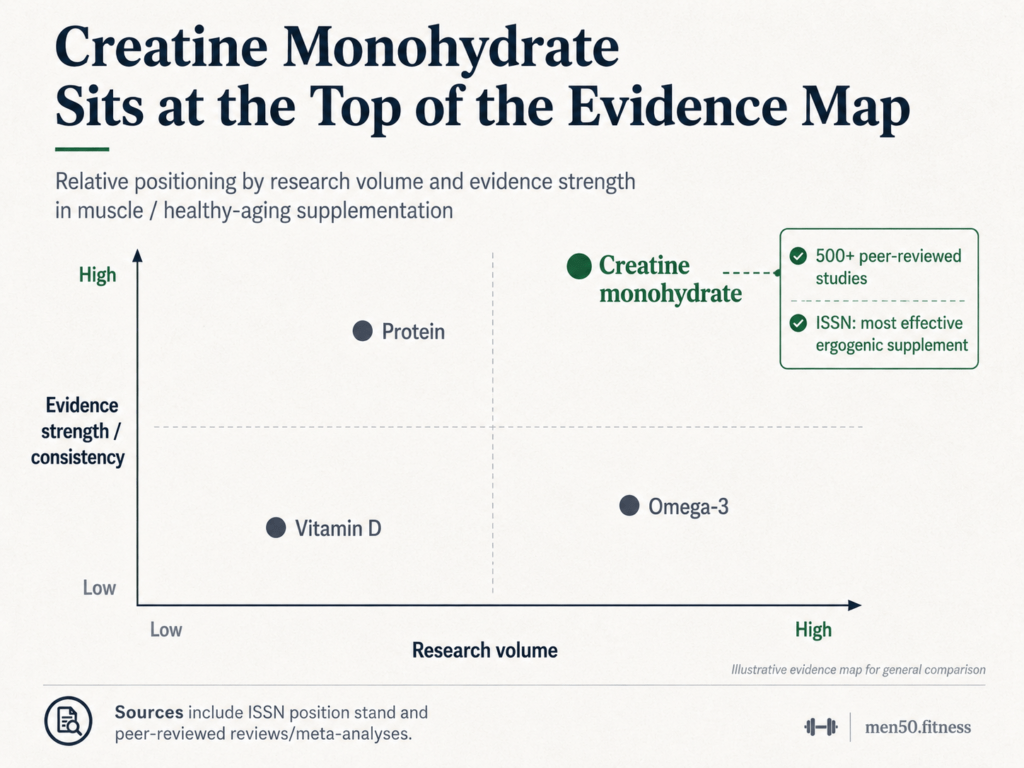 Creatine monohydrate evidence map infographic