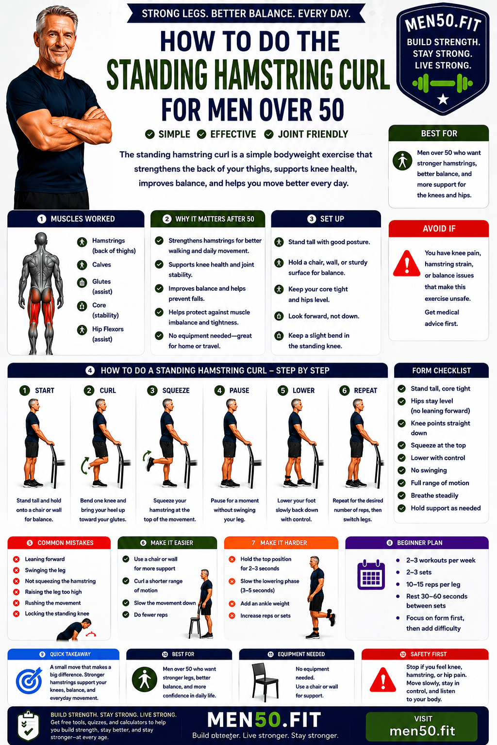 Standing hamstring curl for men over 50