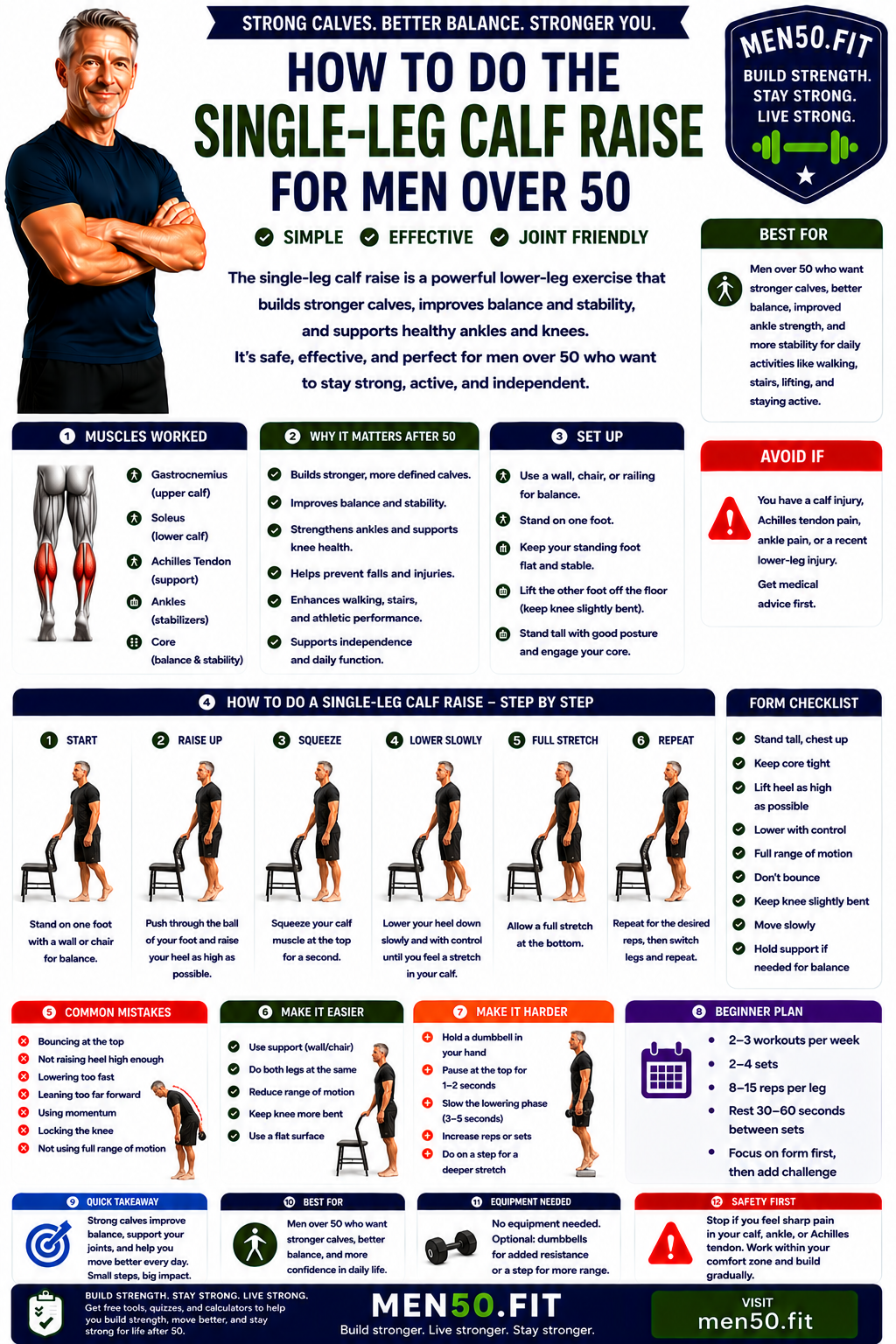 Single-leg calf raise guide for men over 50