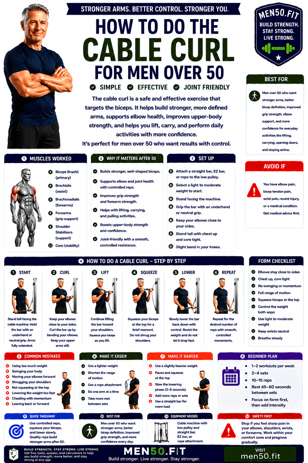 How to do cable curls for men over 50